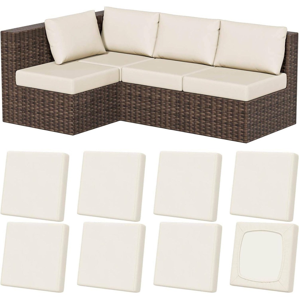 Outdoor Wicker Corner Sofa Replacement Cushions - Cream